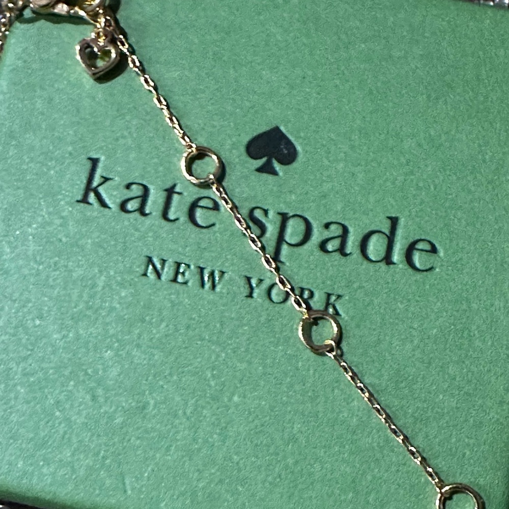 NWT kate spade My Love Pave Faux Pearl Heart Necklace and Earrings in boxes - Picture 10 of 14